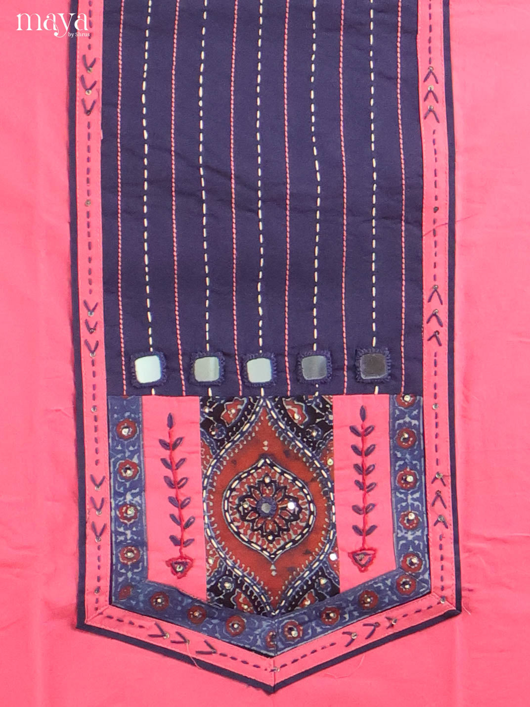 Pink & Blue -Ajrakh Salwar Unstitch