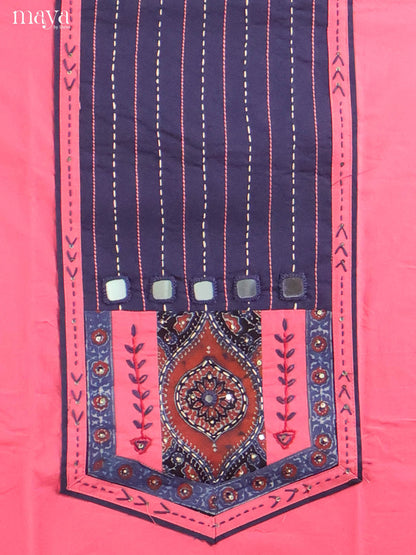 Pink & Blue -Ajrakh Salwar Unstitch