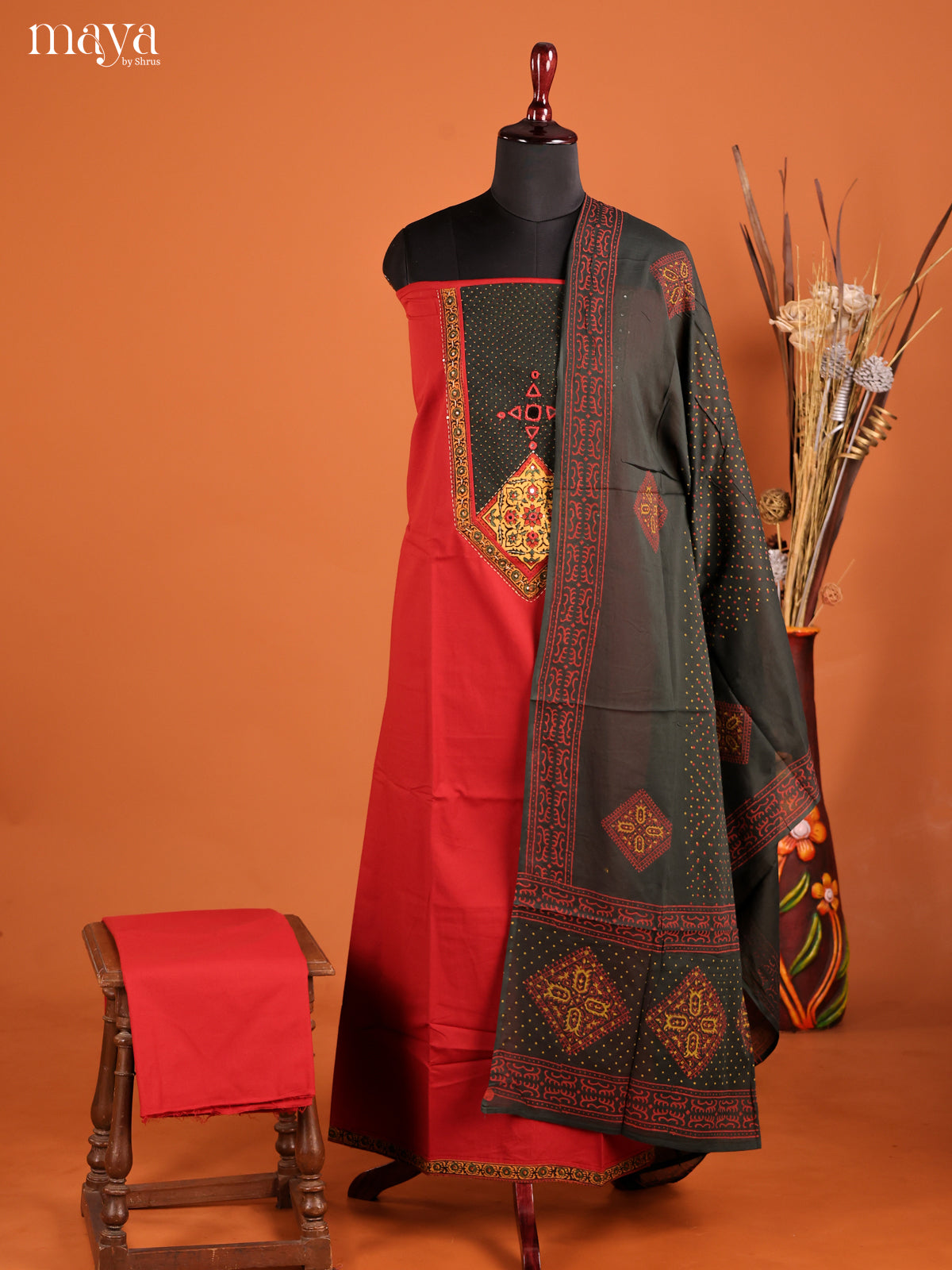 MDI02059-Ajrakh Salwar Unstitch