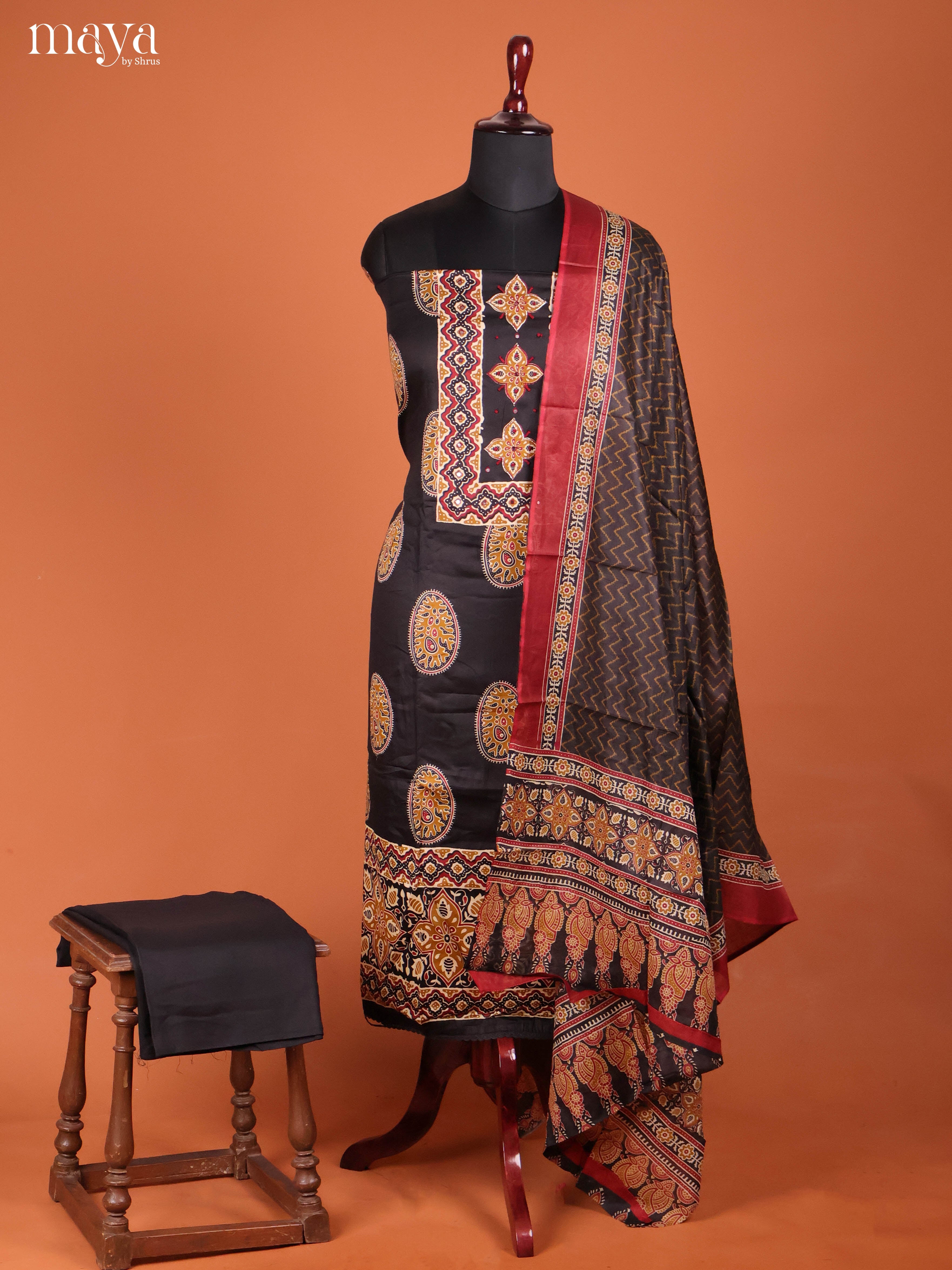 Black-Ajrakh Salwar Unstitch