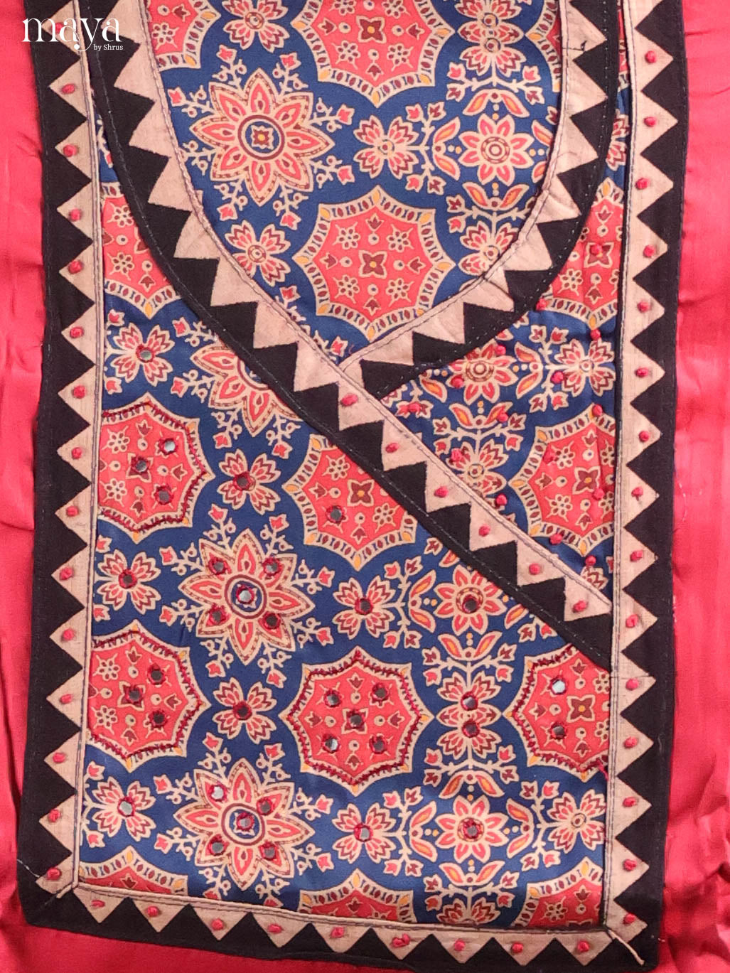 Pink & Blue -Ajrakh Salwar Unstitch