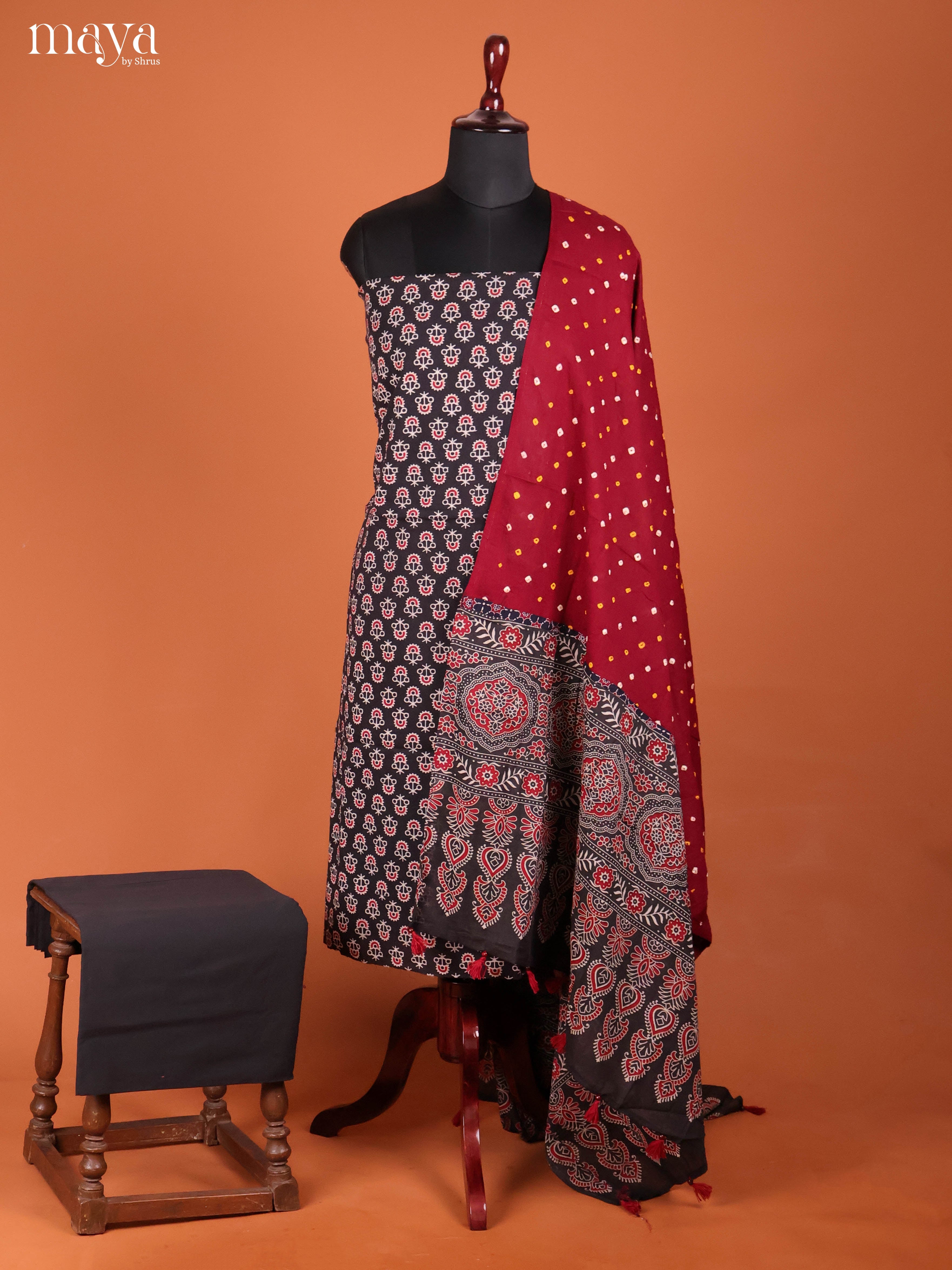 MDI02396-Ajrakh Salwar Unstitch