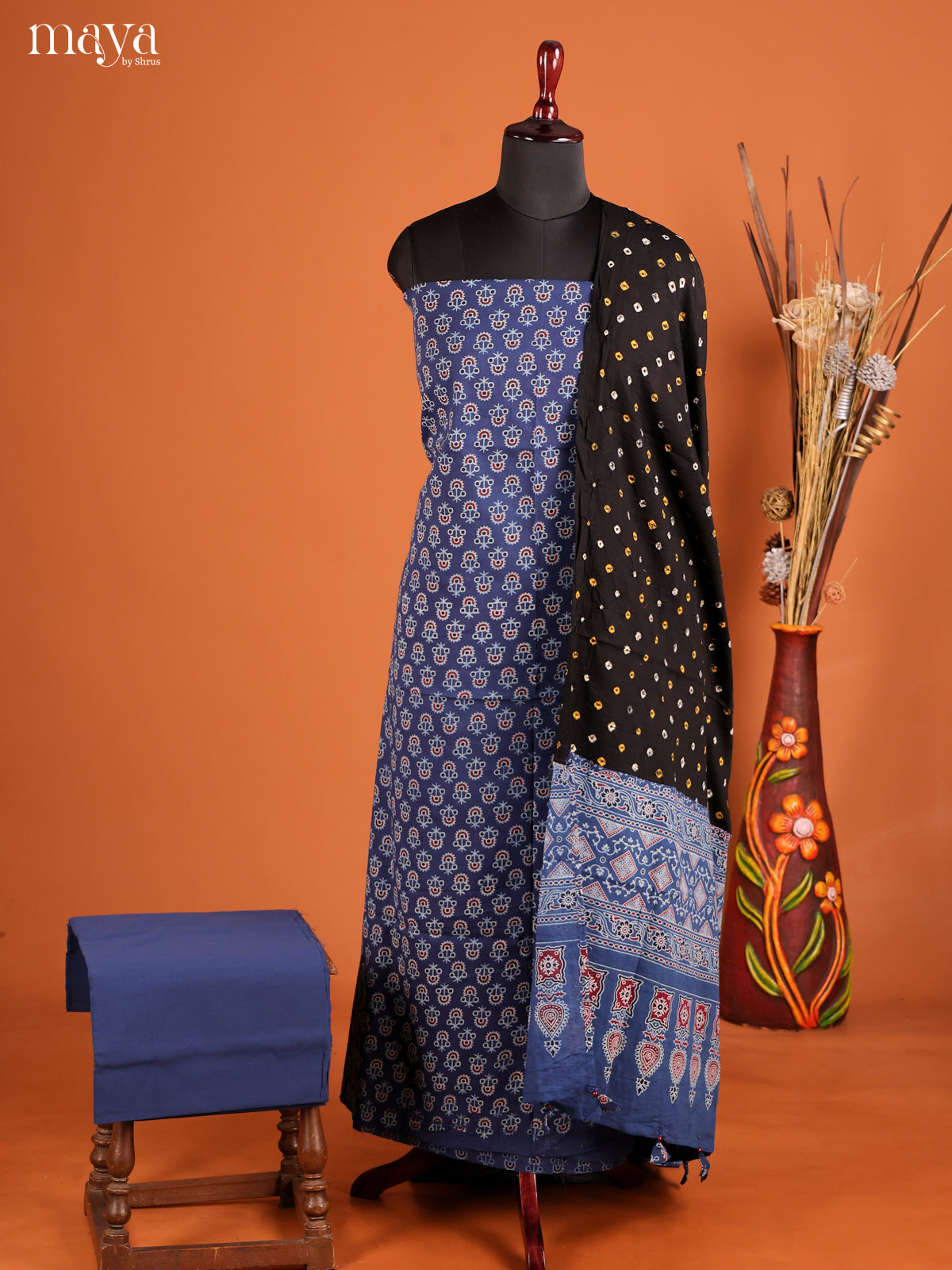 MDI02407-Ajrakh Salwar Unstitch