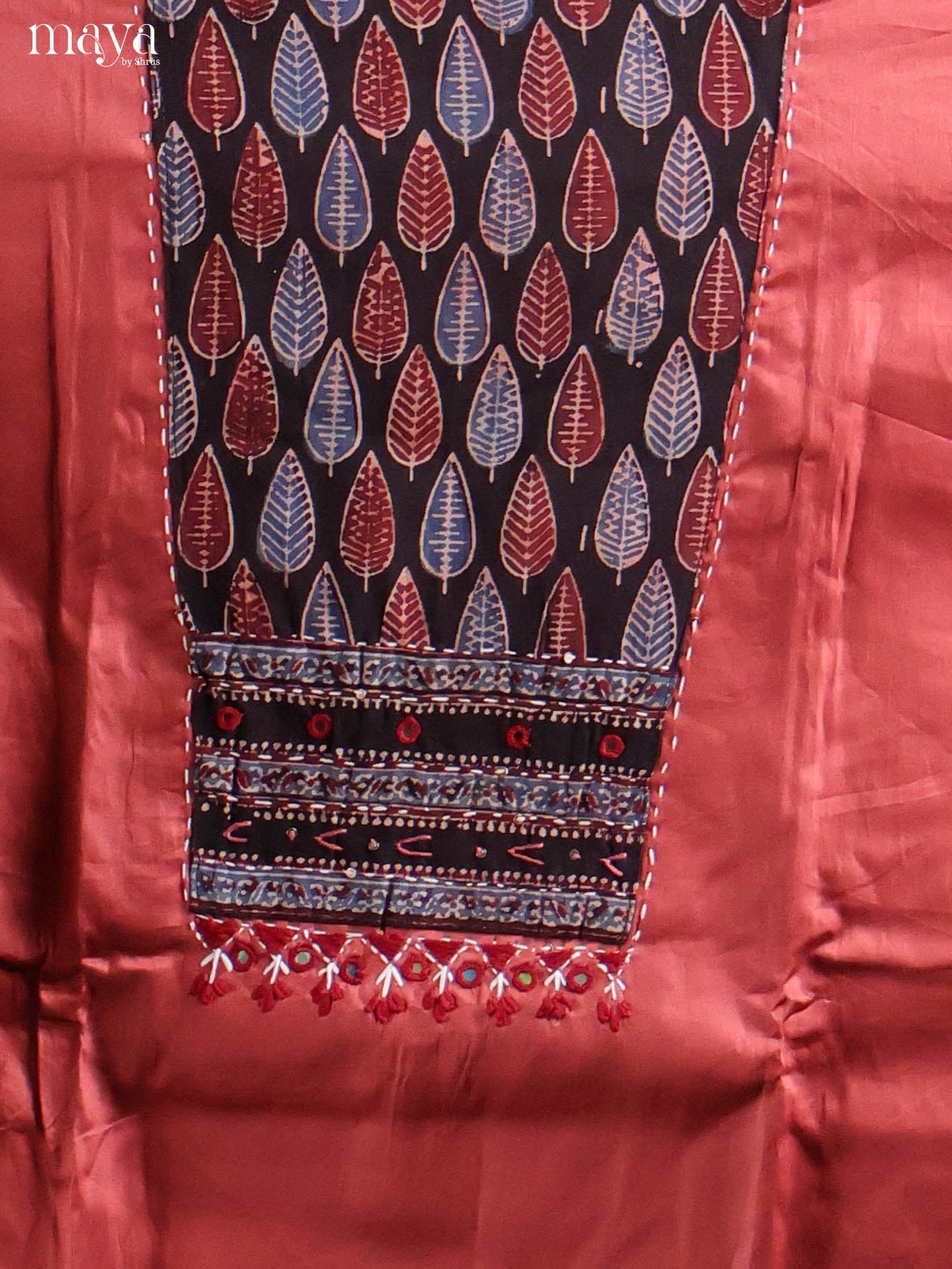Maroon & Black -Ajrakh Salwar Unstitch
