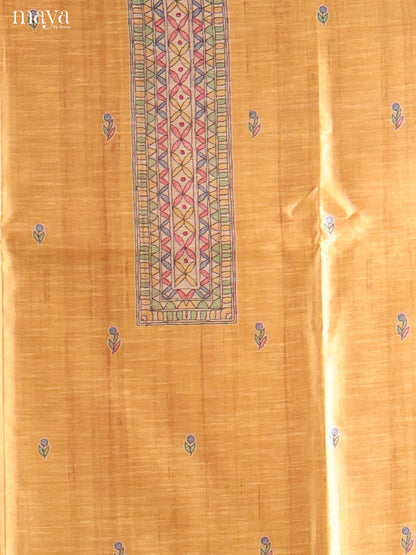 Yellow-Semi Tussar Salwar Unstitch