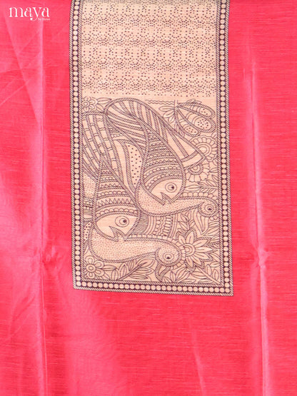 Red-Semi Tussar Salwar Unstitch