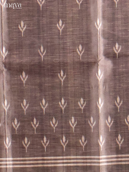 Grey & Cream-Semi Tussar Salwar Unstitch