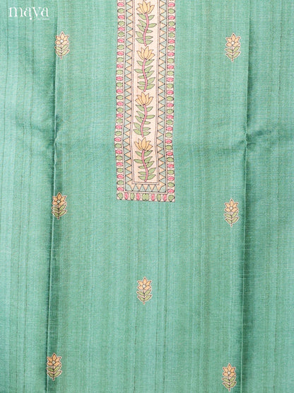 Green -Semi Tussar Salwar Unstitch