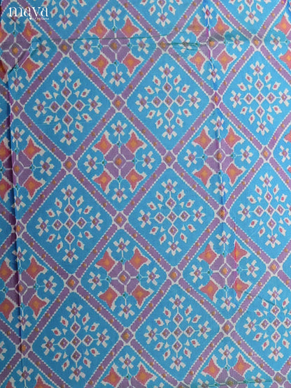 Blue  & Purple-Semi patola salwar unstitch