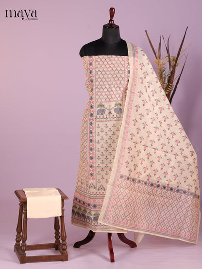 Cream-Chanderi salwar Unstitch