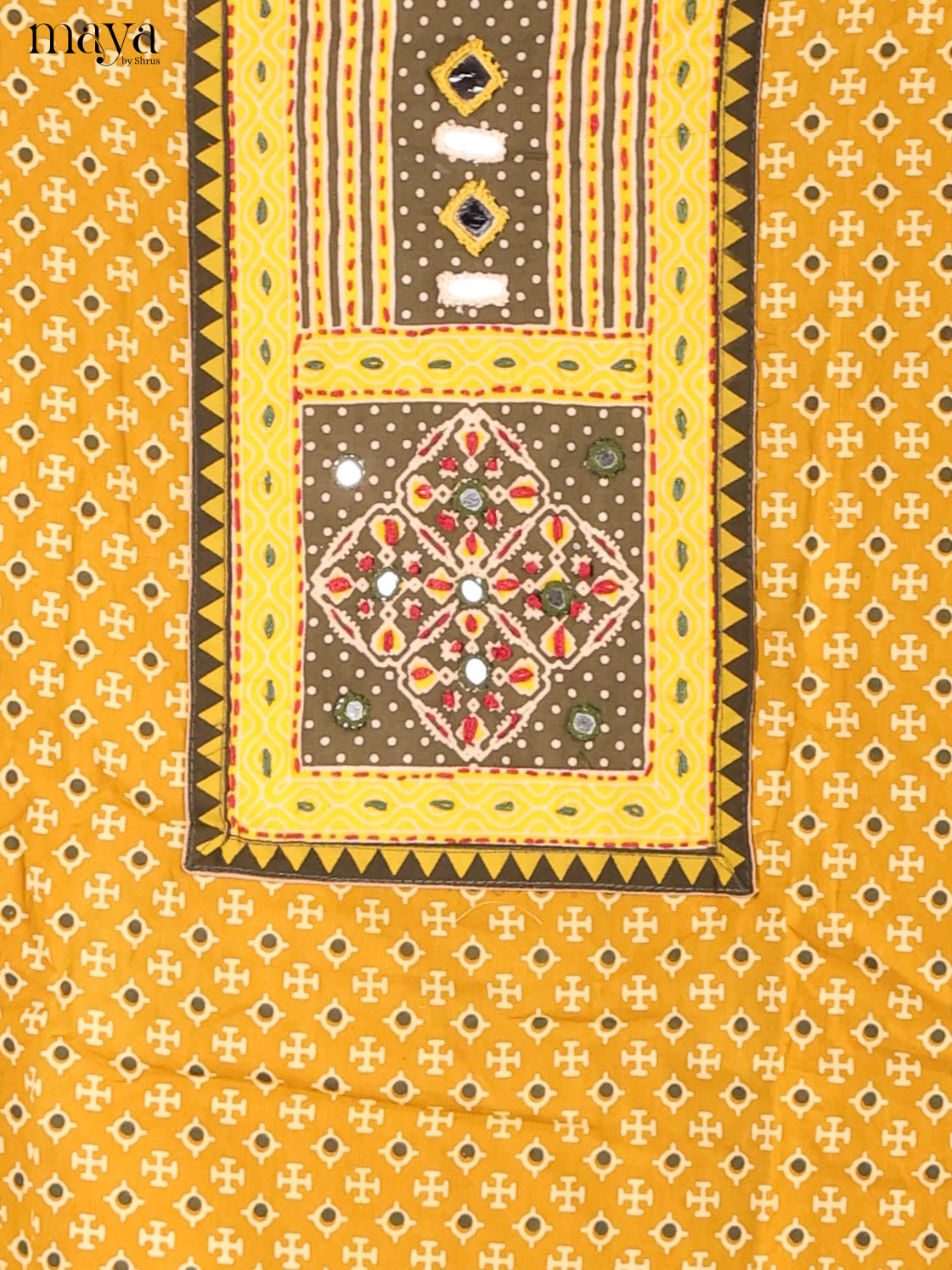 Mustard & Chutney Green-Ajrakh Salwar Unstitch