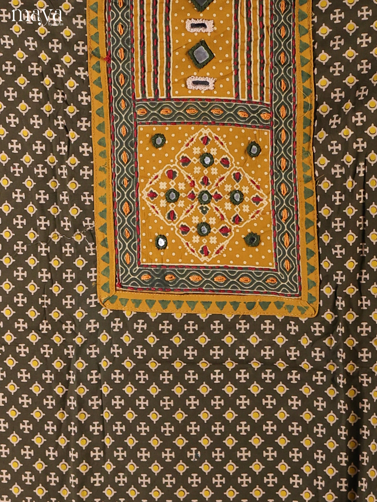 Green & Mustard -Ajrakh Salwar Unstitch