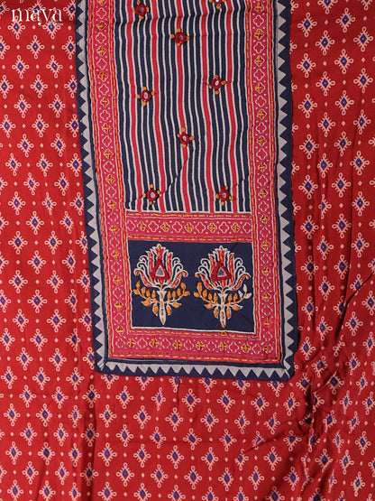 Red & Blue -Ajrakh Salwar Unstitch