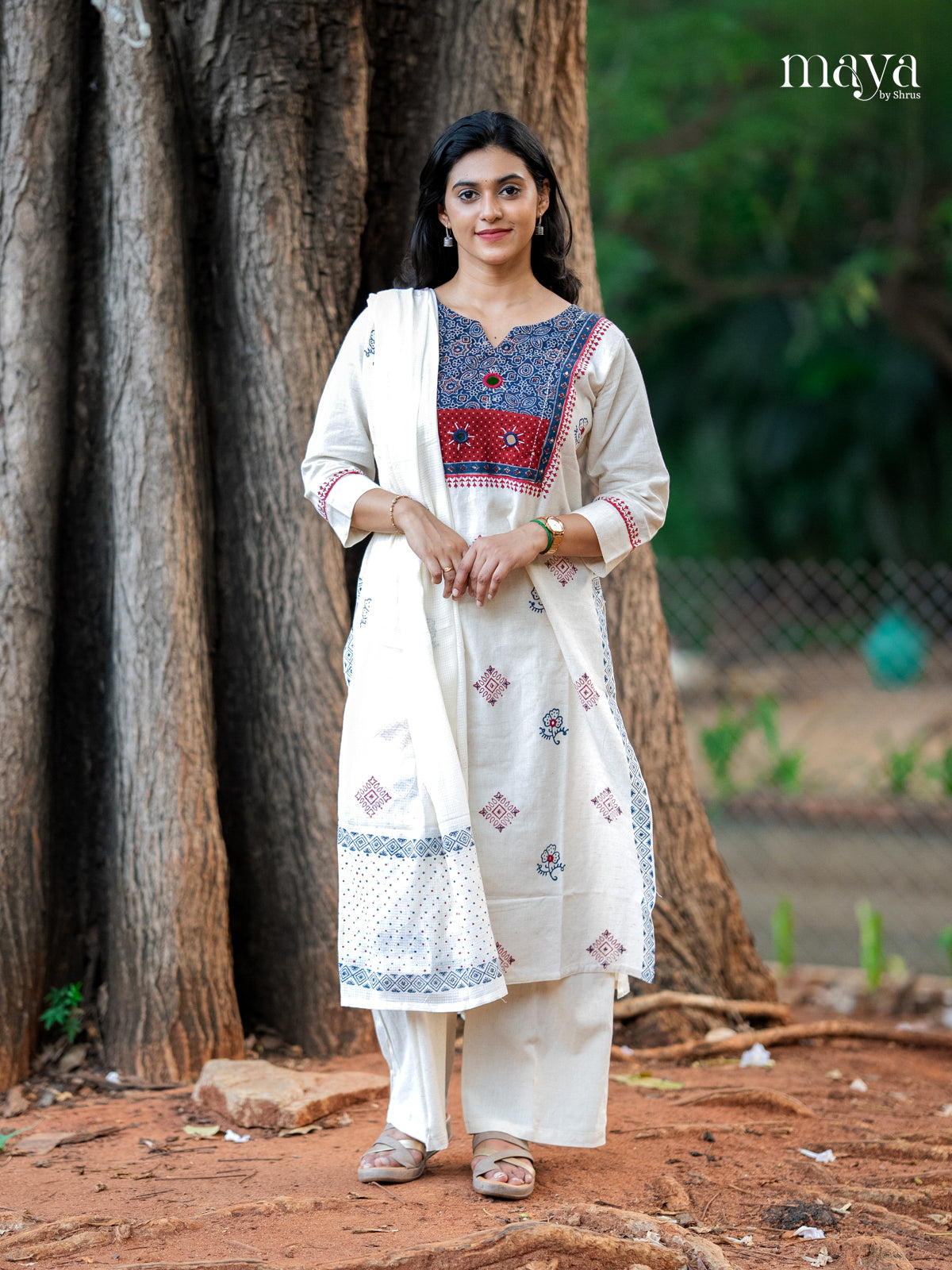 Off-white Readymade Salwar with Printed Design-mdj03030