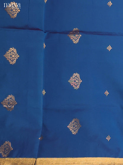 Blue & Orange -semi softsilk salwar Unstitch