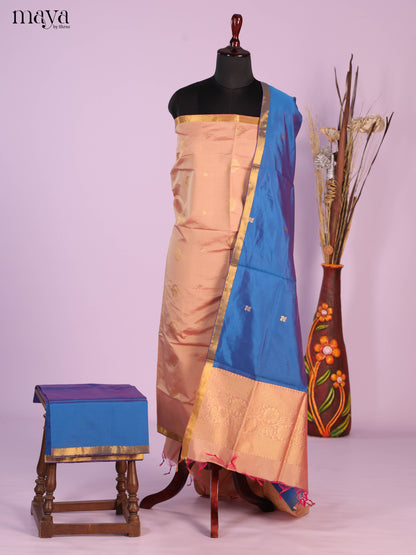 Dusty Pink & Blue -semi softsilk salwar Unstitch