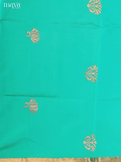 Teal & Cream-semi softsilk salwar Unstitch
