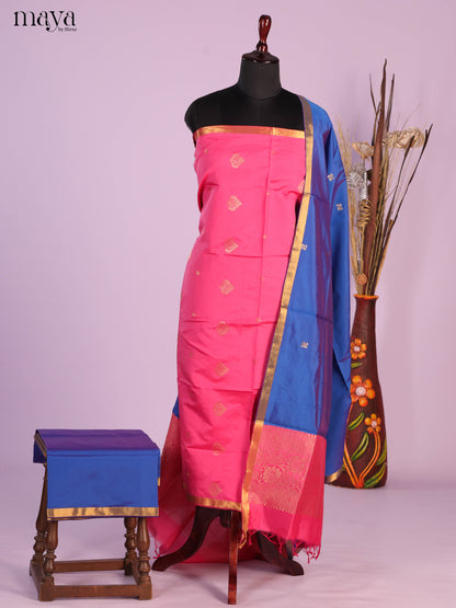 Pink & Blue -semi softsilk salwar Unstitch