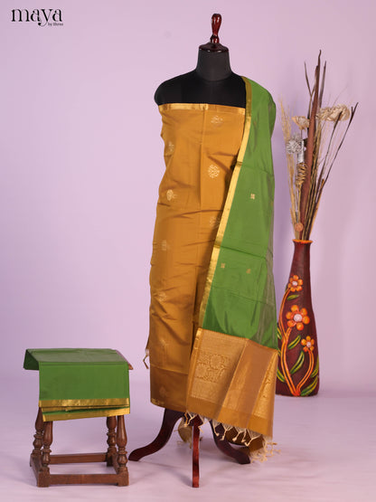 Mustard & Green -semi softsilk salwar Unstitch