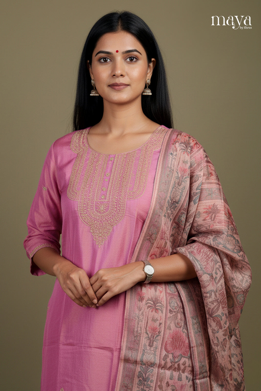 Onion Pink-Party Wear Readymade 3 Piece Salwar Suit