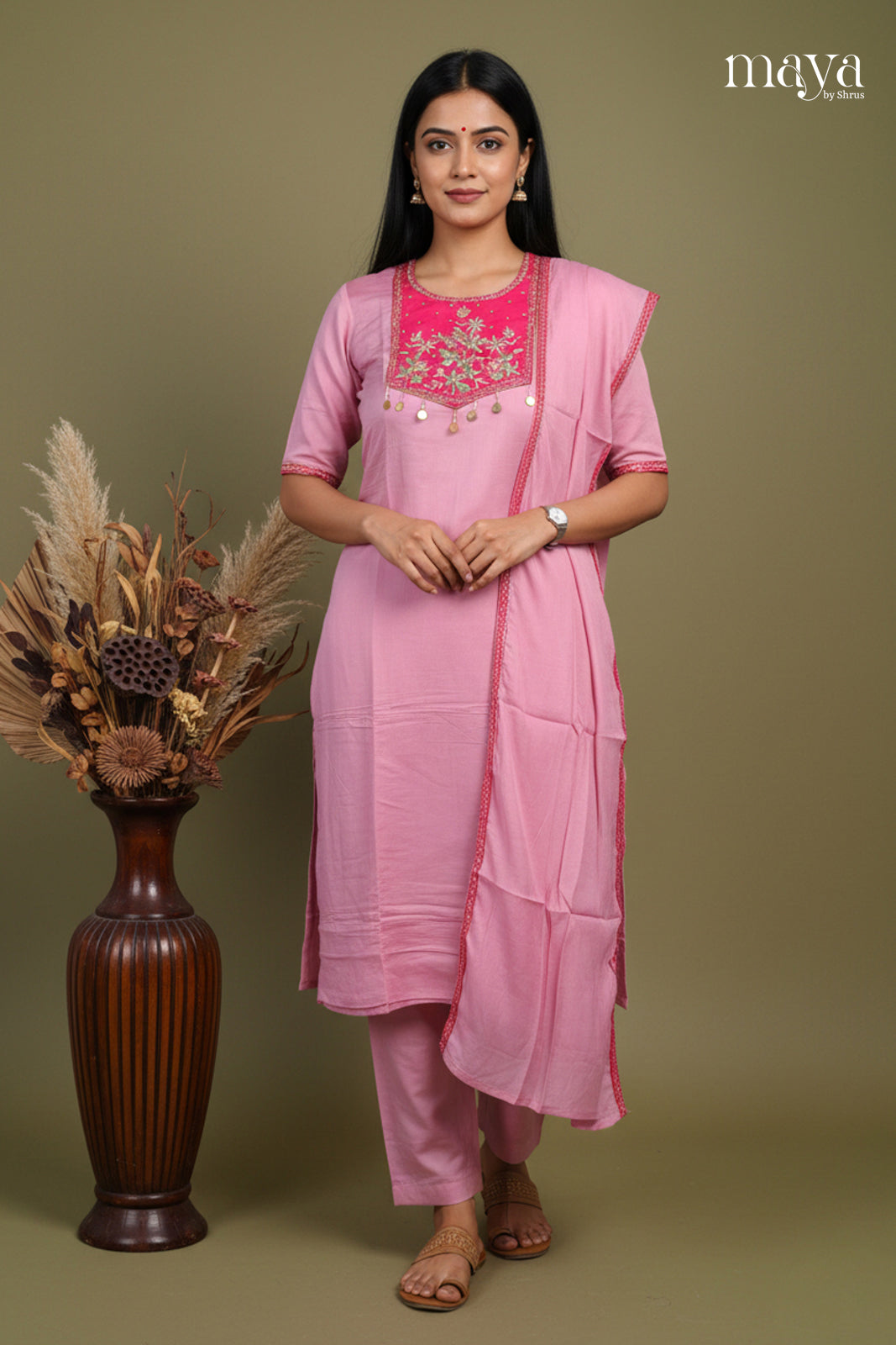 Baby Pink -Party Wear Readymade 3 Piece Salwar Suit