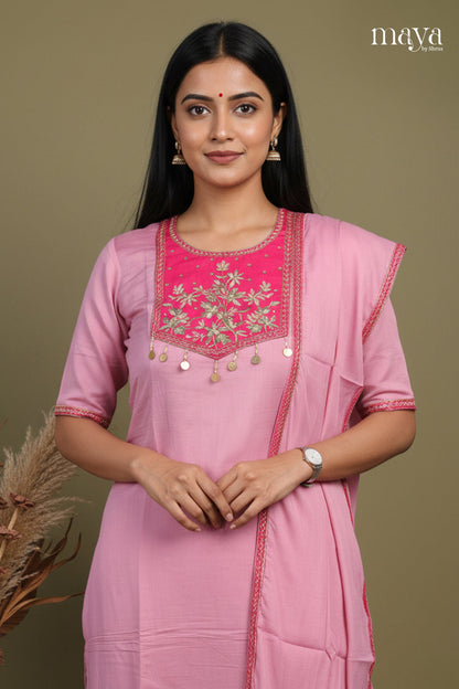 Baby Pink -Party Wear Readymade 3 Piece Salwar Suit