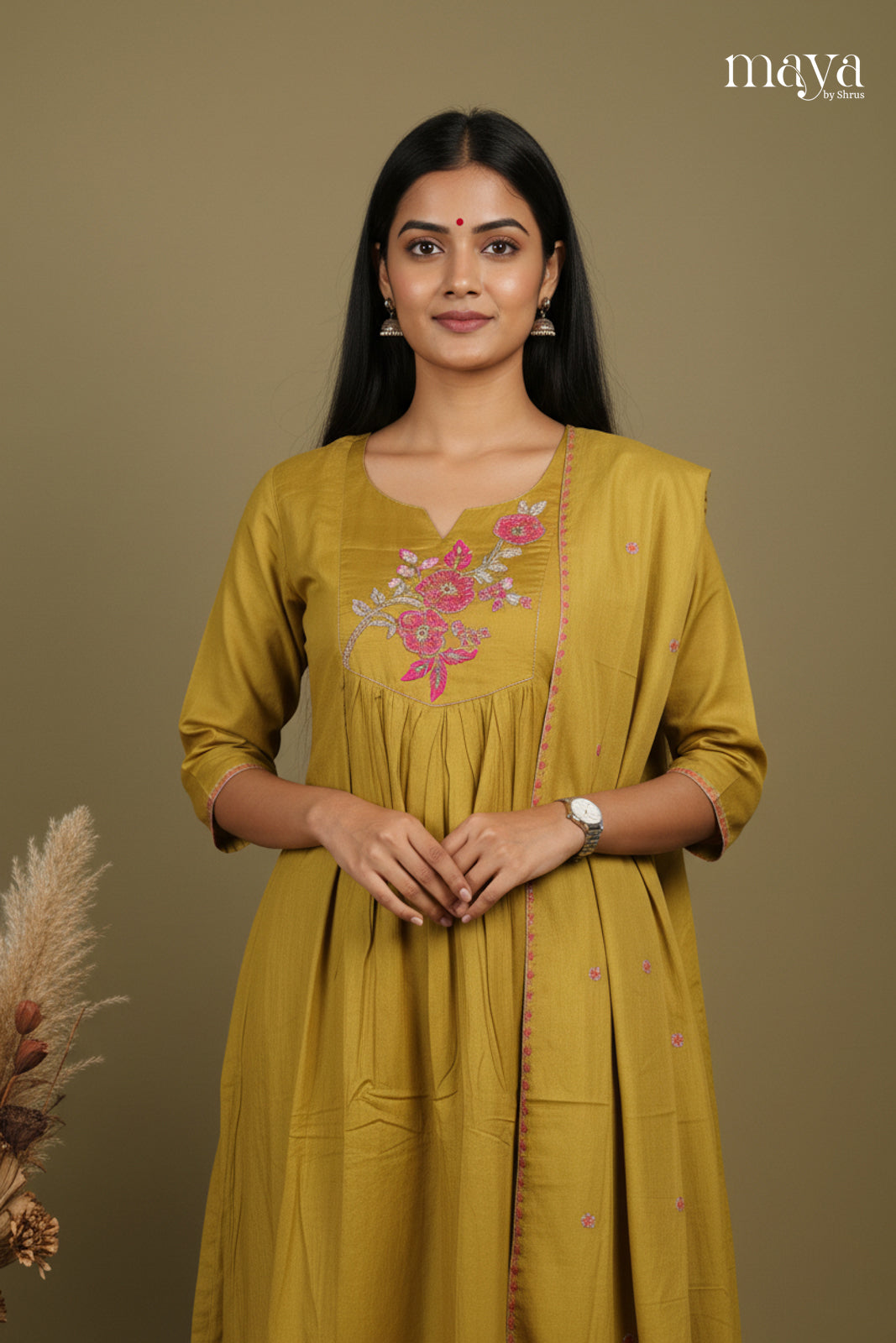 Mehandi Green -Party wear Readymade 3 Piece Salwar Suit