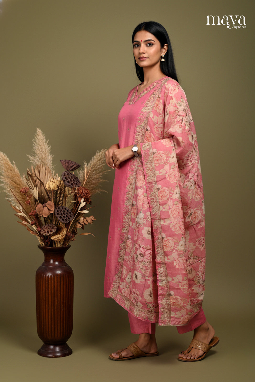 Pink -Party Wear Readymade 3 Piece Salwar Suit