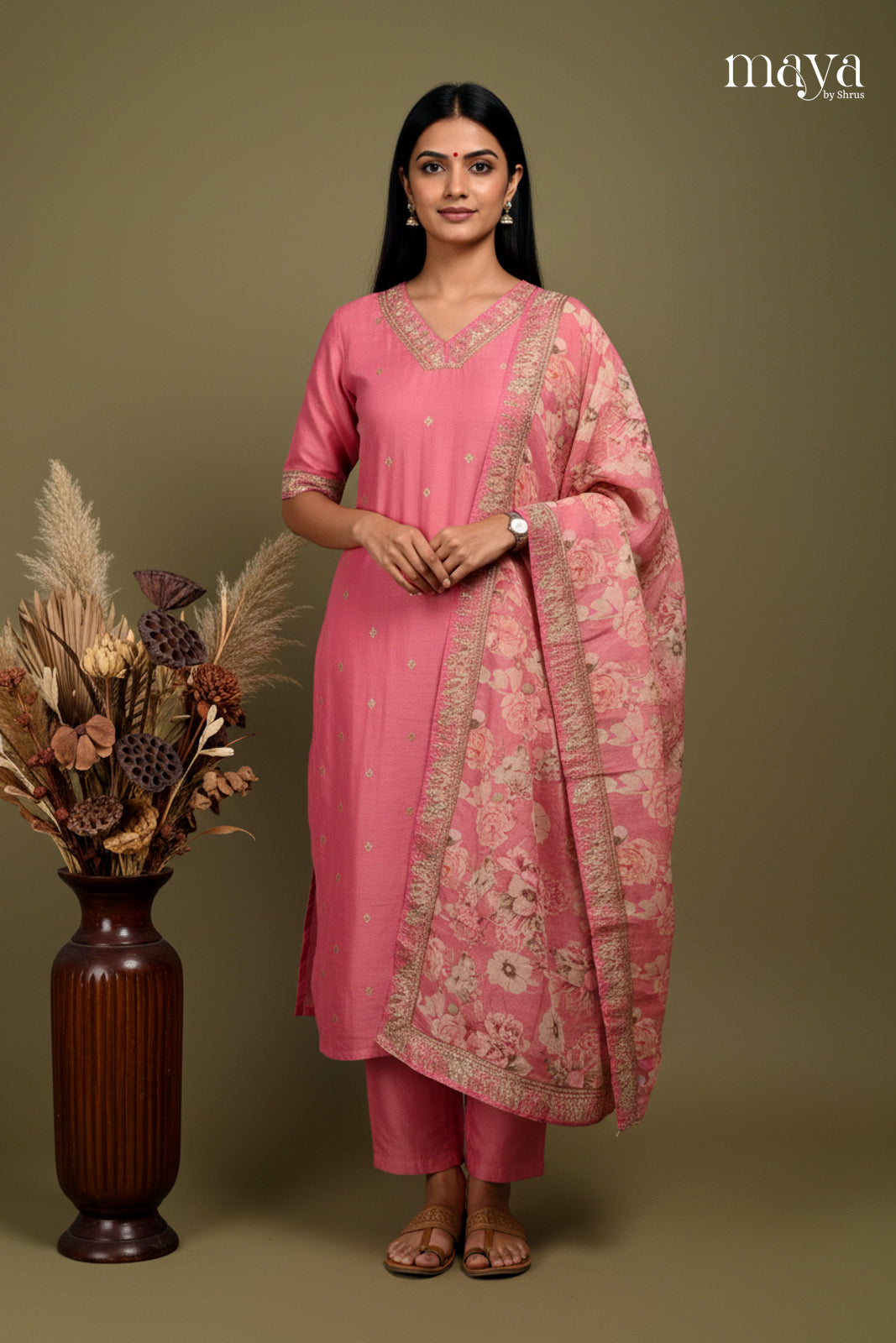 Pink -Party Wear Readymade 3 Piece Salwar Suit