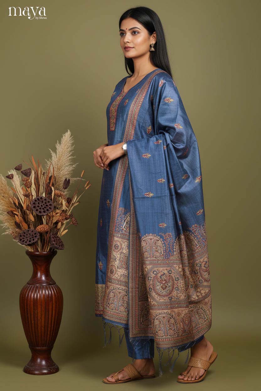 Blue Readymade Salwar with Printed Design-mdj07021