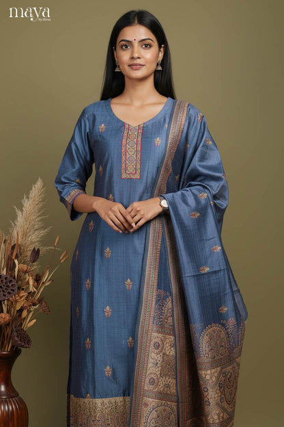 Blue Readymade Salwar with Printed Design-mdj07021