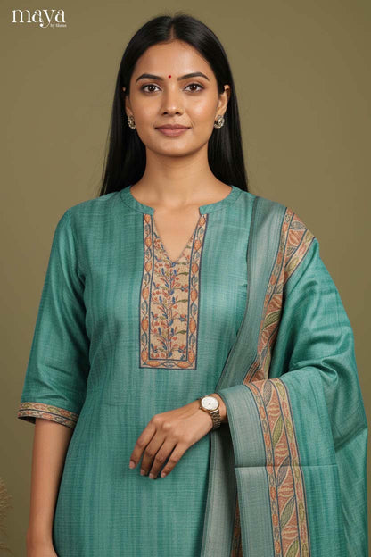 Teal Readymade Salwar with Printed Design-mdj07060