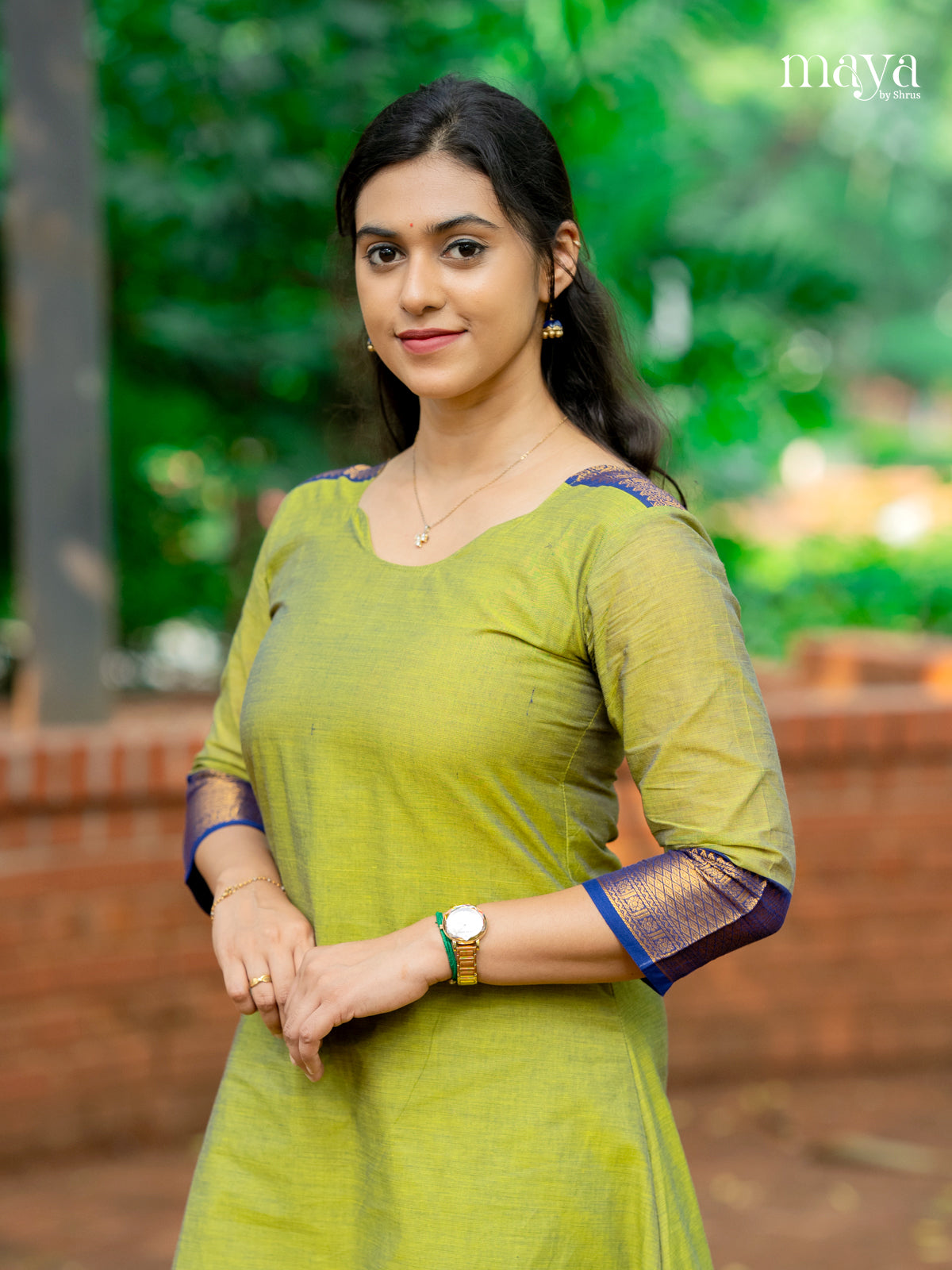 Parrot Green & Blue -Chettinad Cotton Readymade Kurti