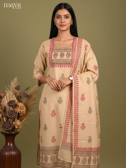 Beige Readymade Salwar with Printed Design-mdj15017