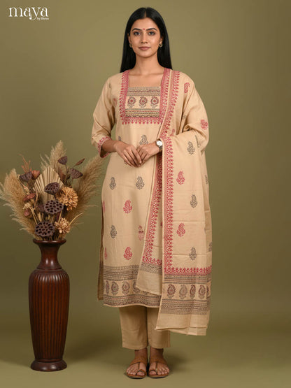Beige Readymade Salwar with Printed Design-mdj15017