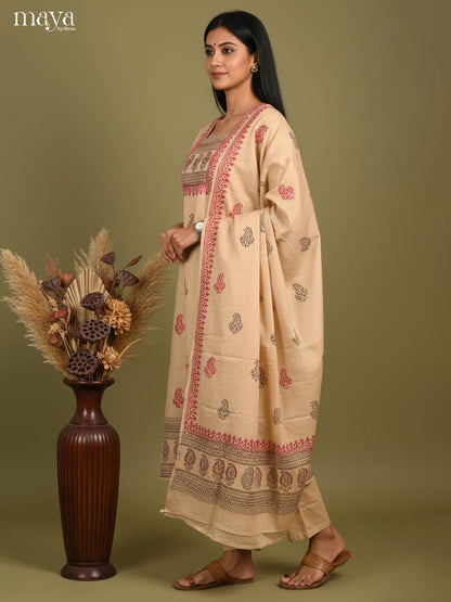 Beige Readymade Salwar with Printed Design-mdj15017