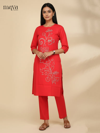 Red-Readymade 2 Piece Co-ord Set