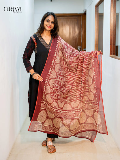 black Readymade Salwar with Printed Design-mdj16009