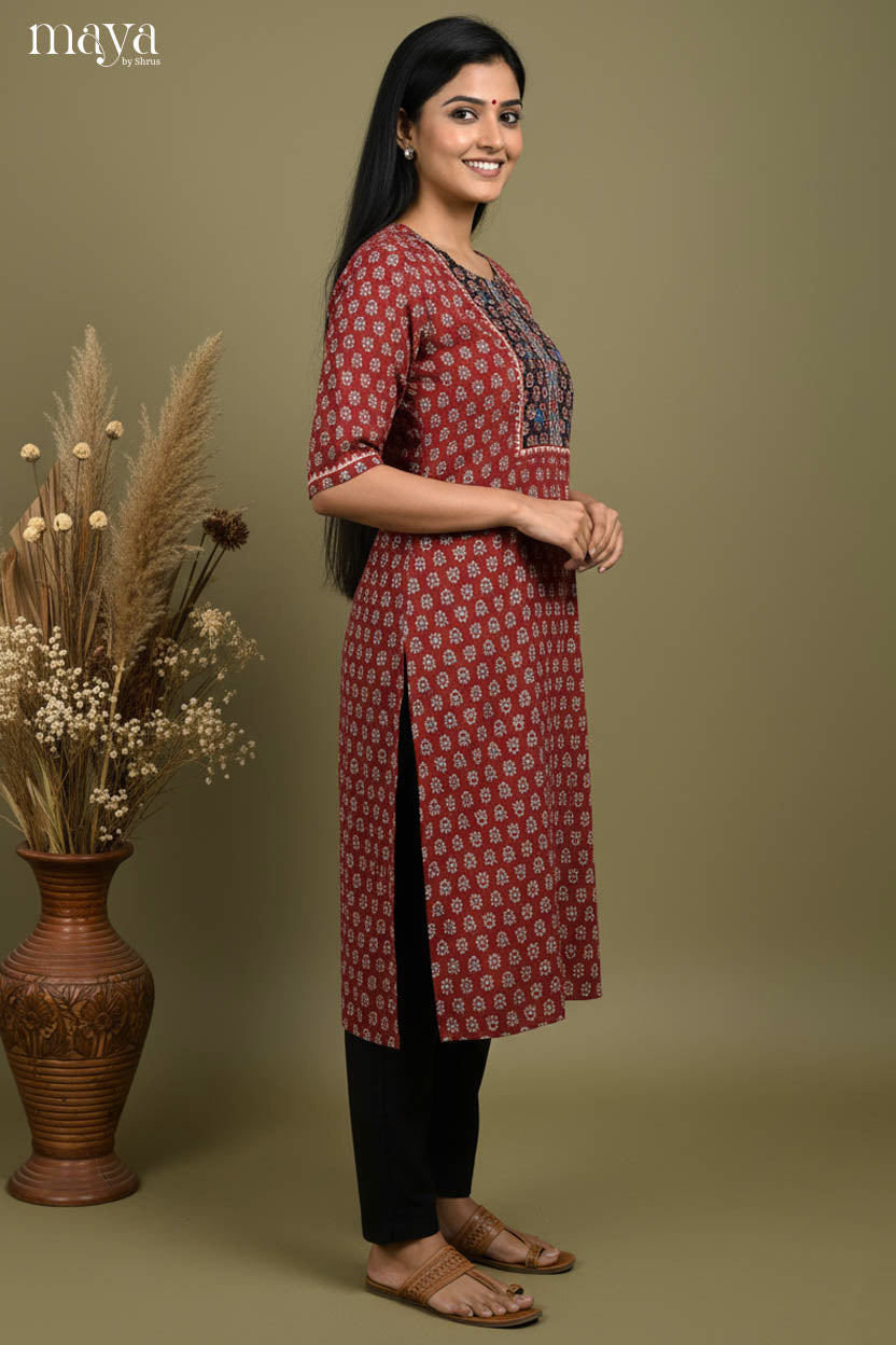 Maroon & Black-Readymade Kurti