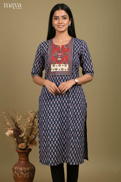 blue & Red-Readymade Kurti