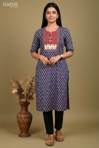blue & Red-Readymade Kurti