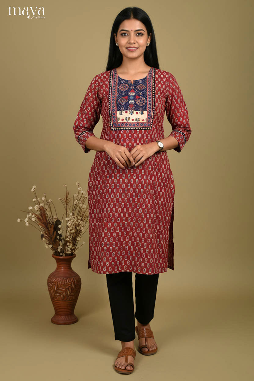 Maroon & Blue-Readymade Kurti
