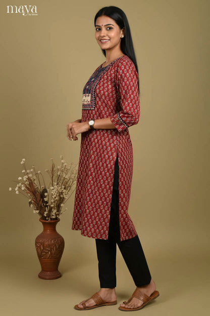 Maroon & Blue-Readymade Kurti