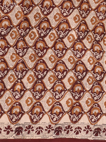 Cream & Maroon-Cotton salwar