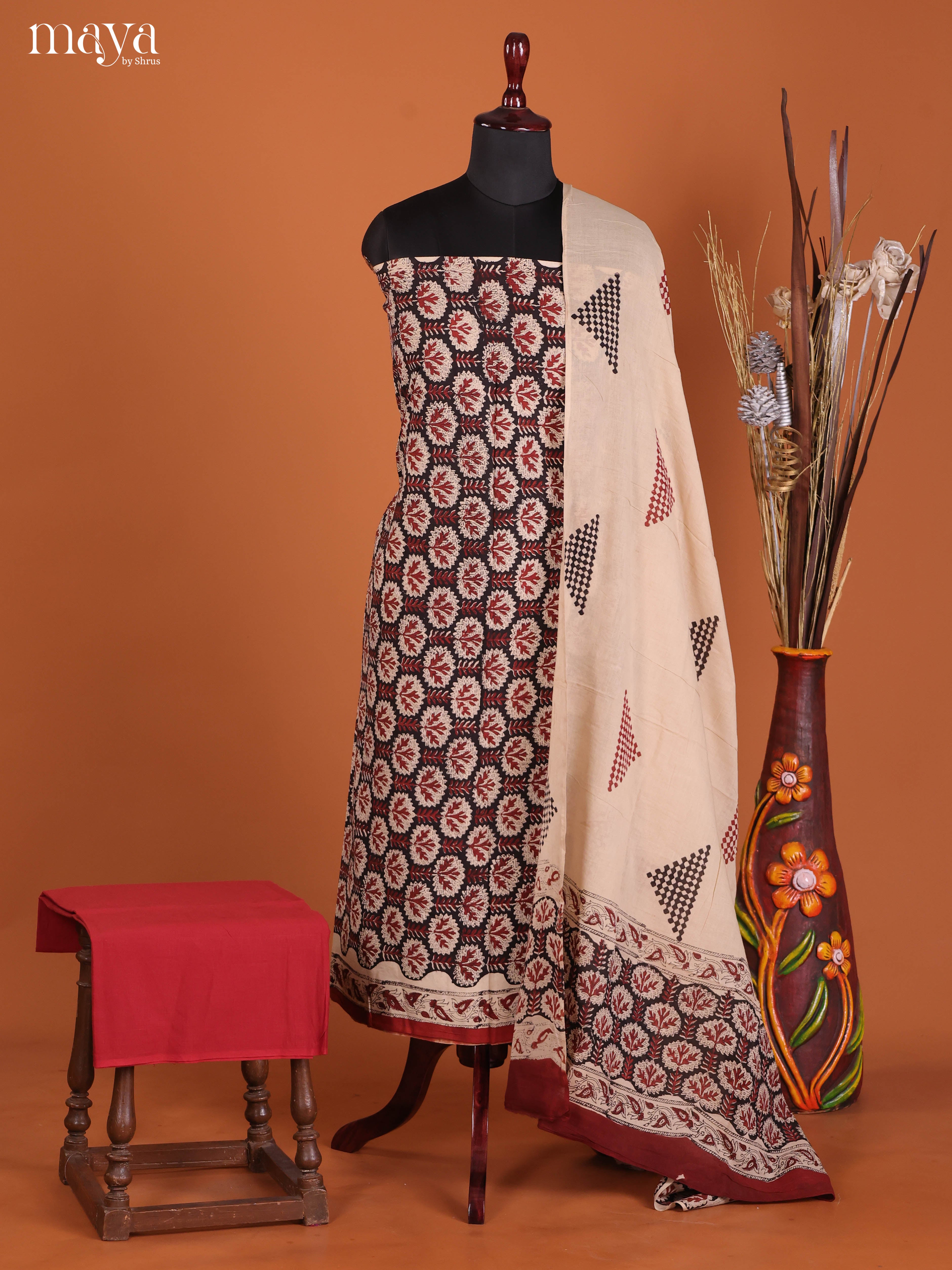 Black & Red-Cotton salwar