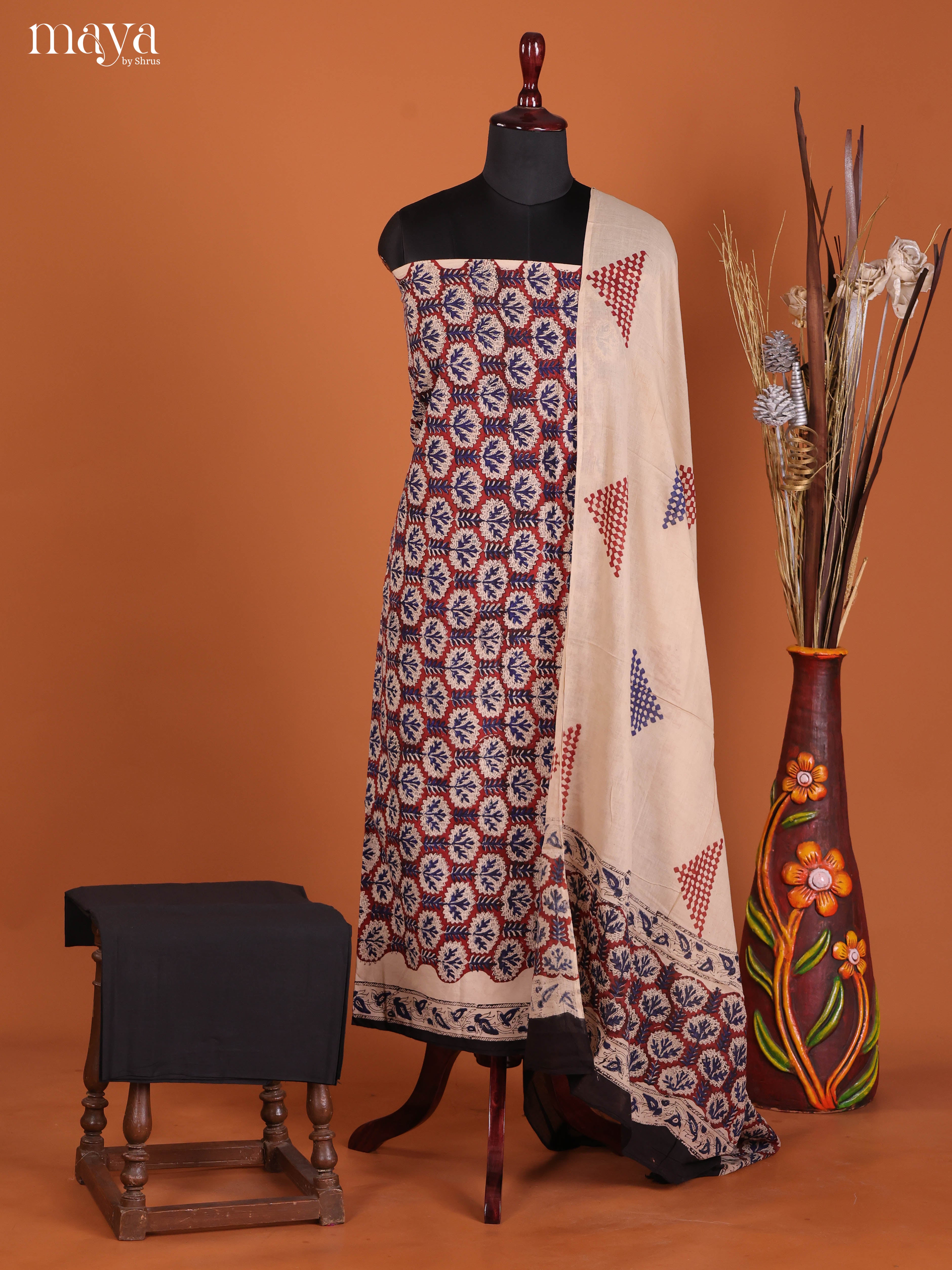 Maroon & Black -Cotton salwar