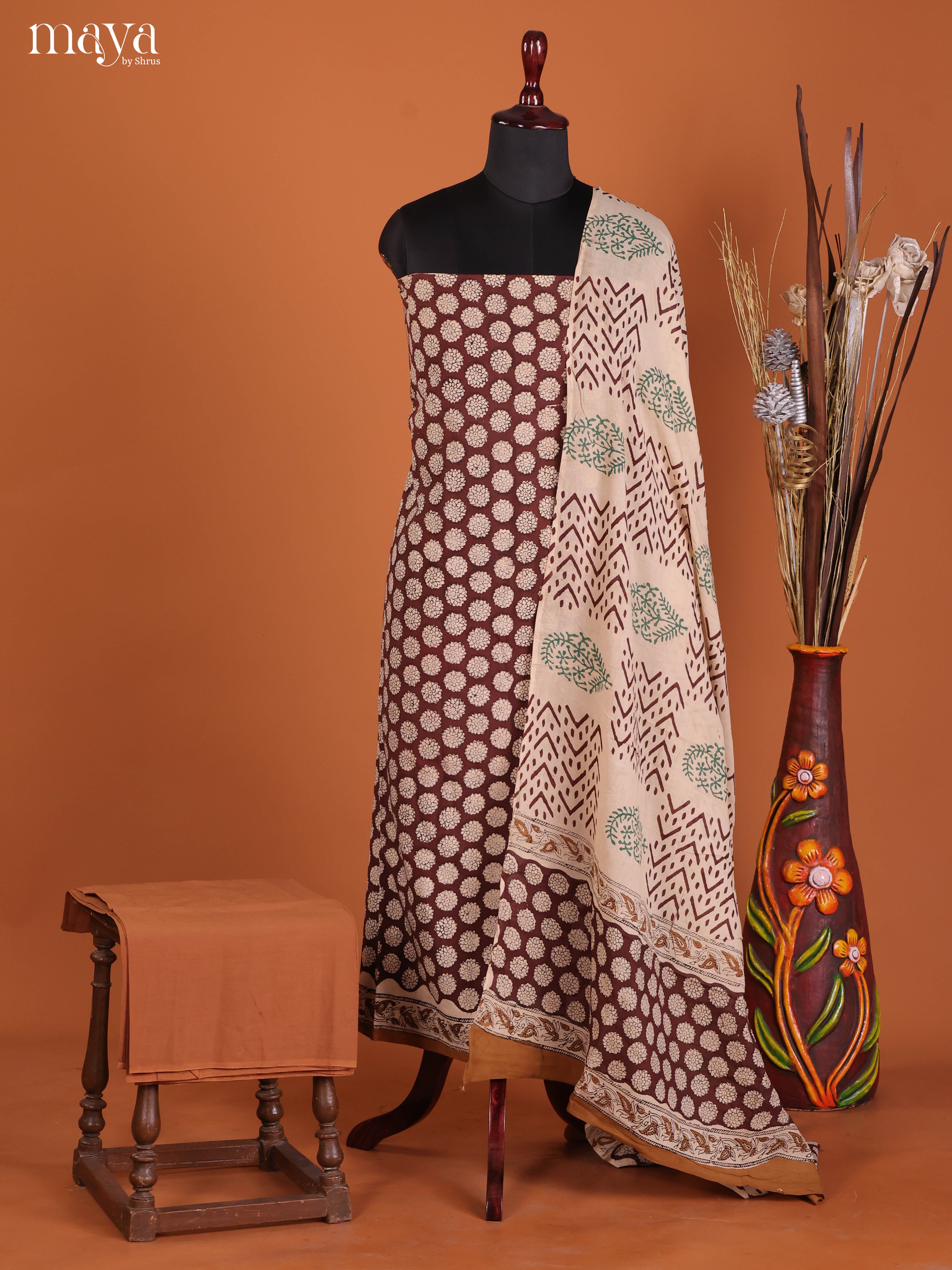 Brown & Light Brown -Cotton salwar
