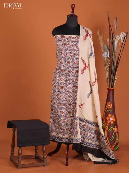 Cream & Black-Cotton salwar