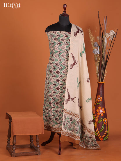 Green & Brown-Cotton salwar