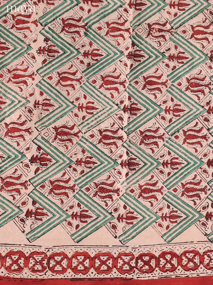 Cream & Red-Cotton salwar